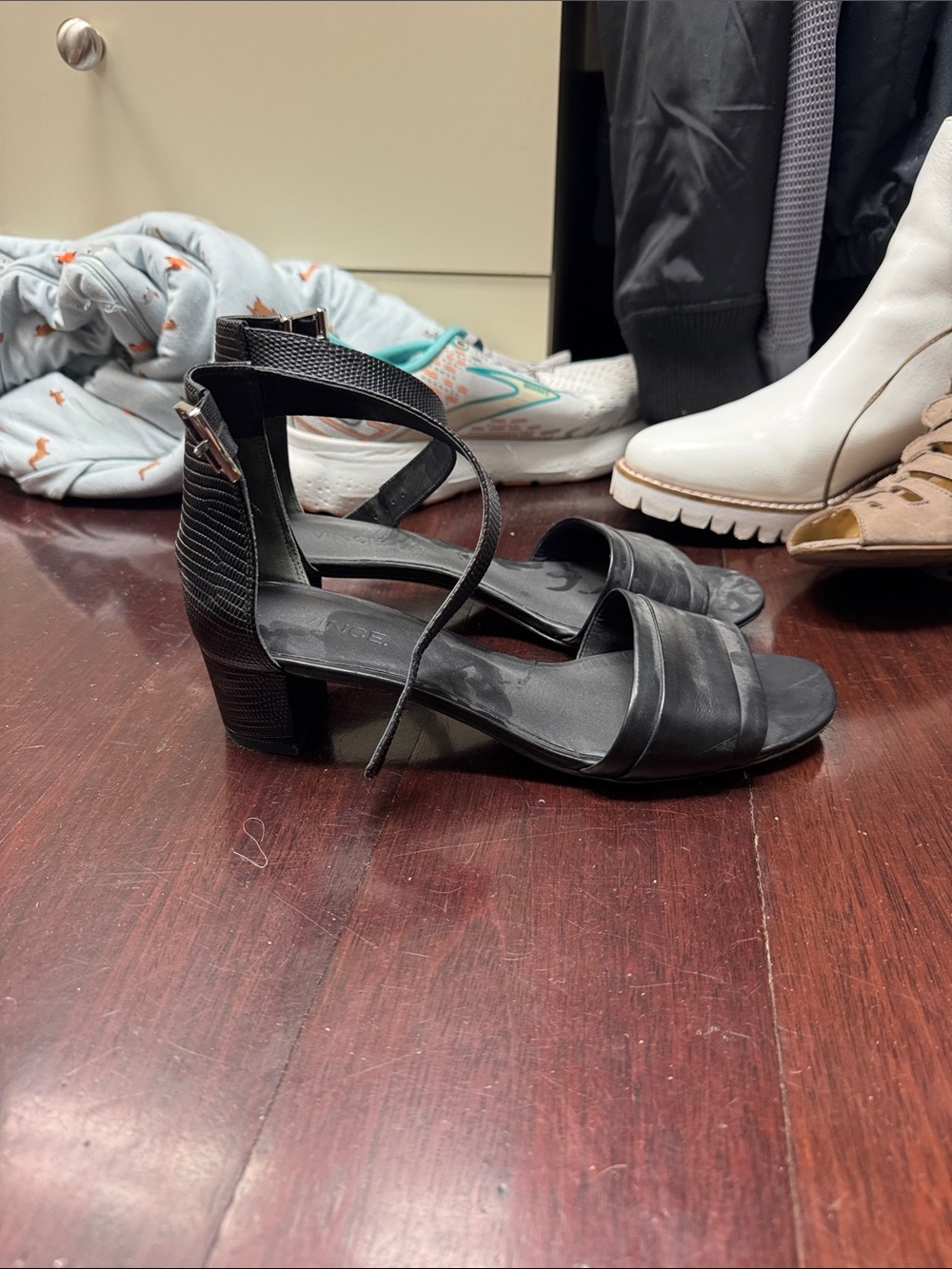 Vince Black Strappy Block Heel Sandals